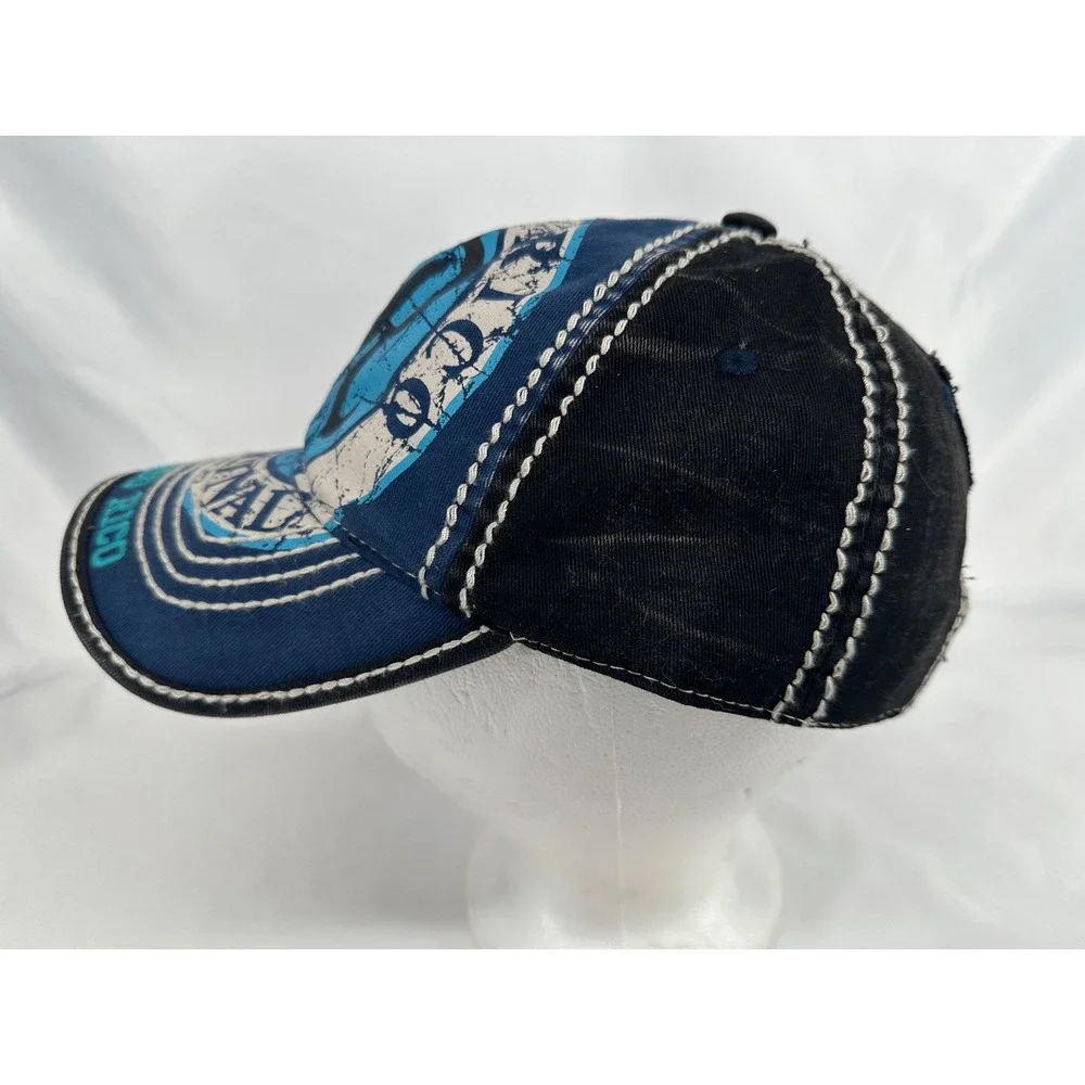 Robin Ruth Puerto Rico Hat Mens OSFA Blue Black Distressed Souvenir Cap PR Logo